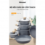 Bộ nồi chảo vân đá 6 món chống dính cao cấp Mitomo Queen Time