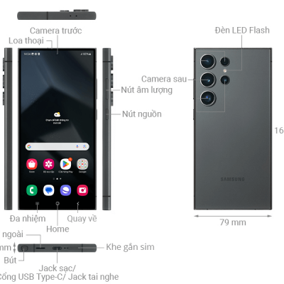 Điện thoại Samsung Galaxy S24 Ultra, Điện thoại AI, Camera 200MP, Màn hình lớn 6.8